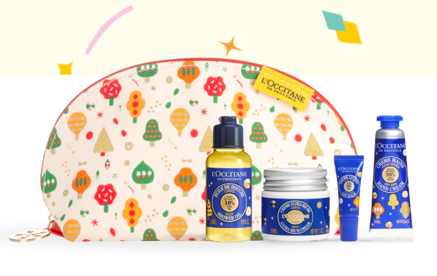 L'occitane Shea Butter Body Pouch Set,L'Occitane Holiday set 2019,l'occitane Shea Butter Body Pouch Set,l'occitaneShea Butter Body Pouch Set 2019,