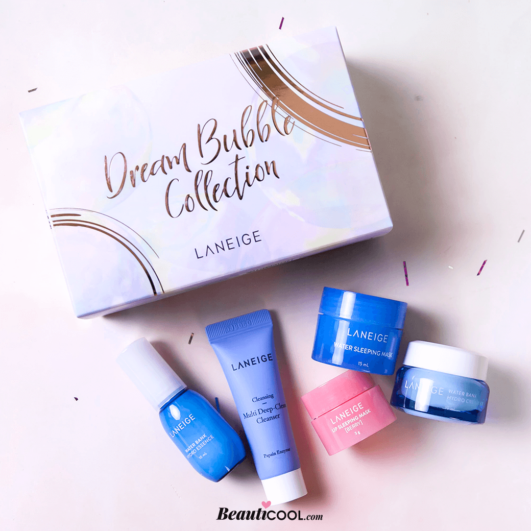 Laneige Dream Bubble Collection Best Sellers Trial Kit 5 Items (Limited Edition) เซ็ตเติมผิวอิ่มน้ำ ฟื้นฟูผิวแห้งให้อิ่มน้ำ สัมผัสผิวชุ่มชื้นนุ่มเนียนได้ทุกวัน