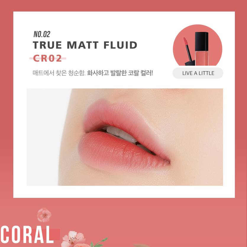 A'PIEU True Matt Fluid #CR02 Live A Little 5.7 g ลิปเนื้อแมตต์