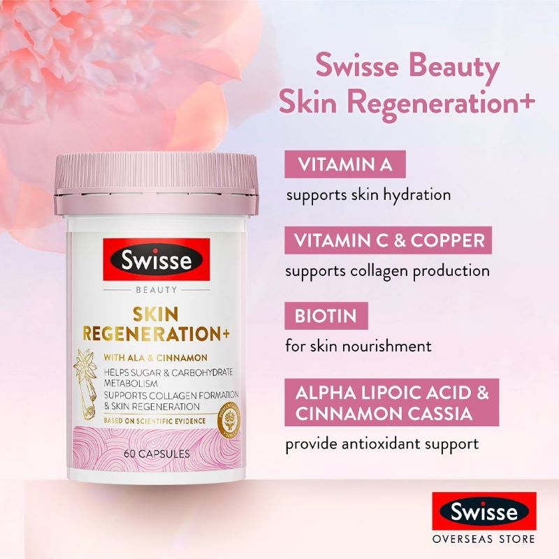 Swisse Skin Regeneration+ 60 Capsules,Swisse , อาหารเสริม Swisse , ผิวสวย , คุมน้ำหนัก ,